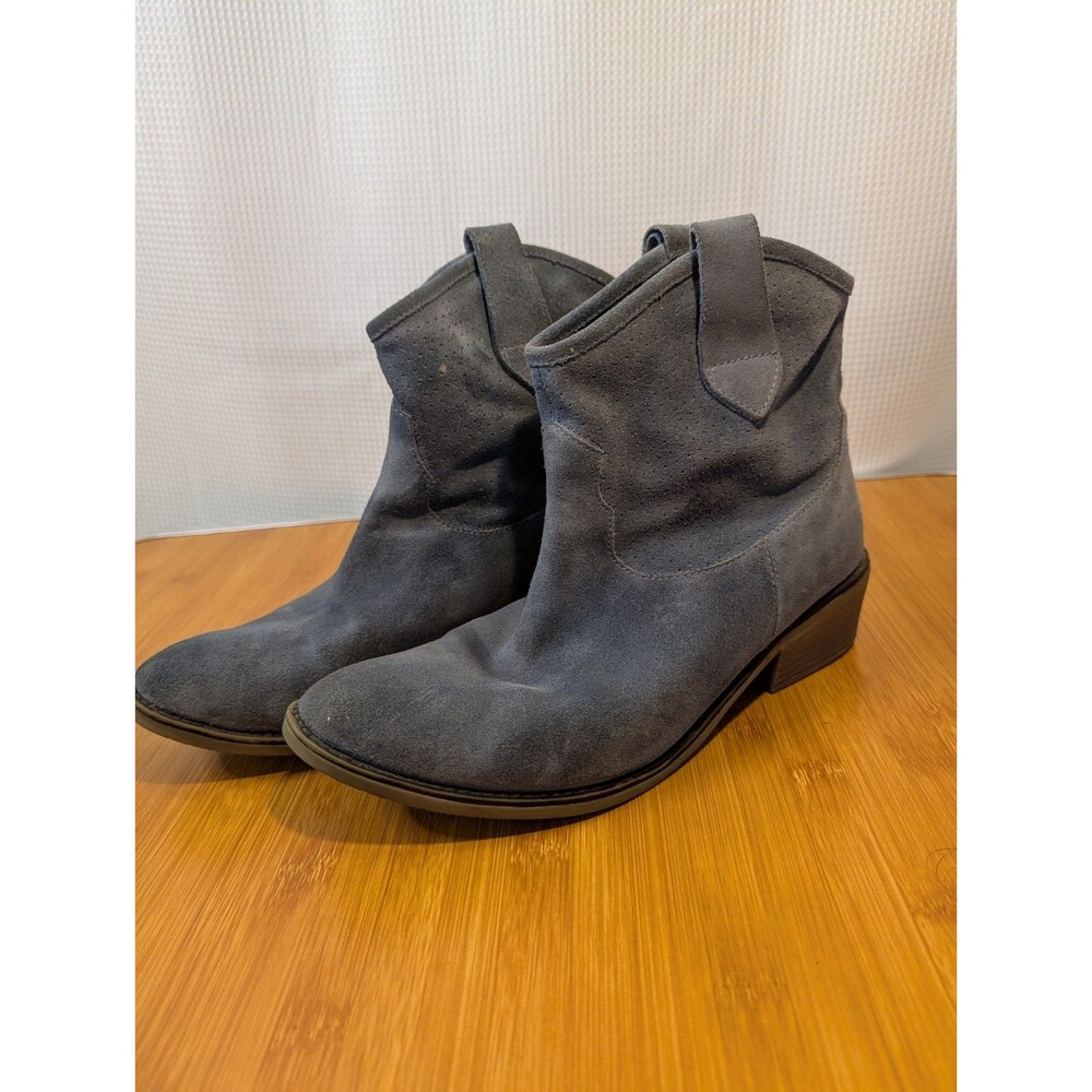 Heavenlysoles Suede Dusty Blue Wide Width Cowboy Boots Ankle US 10 UK 8 (Z07)